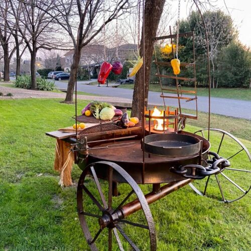 Asador carreta con jaula